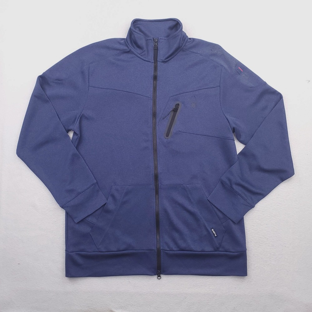 Spyder Track Jacket Mens Large Blue Training Athleisure ProWB Stretch Outdoor